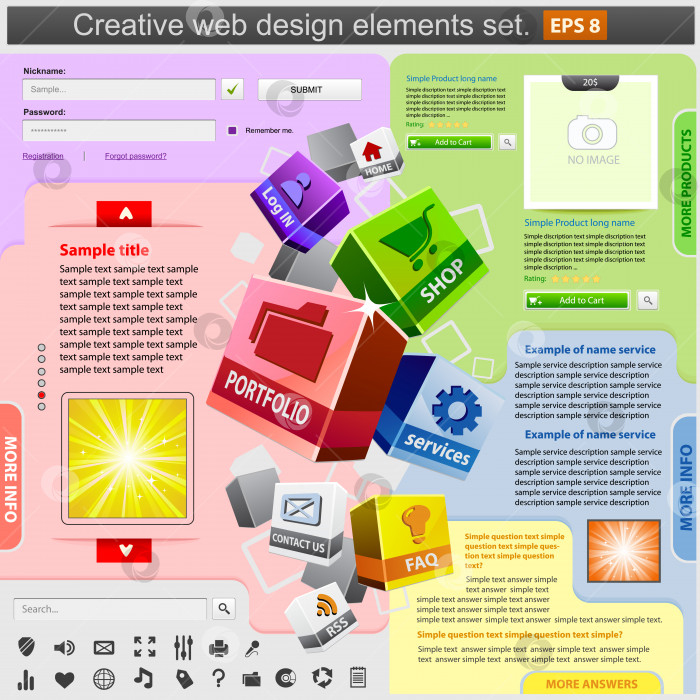 Скачать Набор креативных элементов веб-дизайна. фотосток Ozero