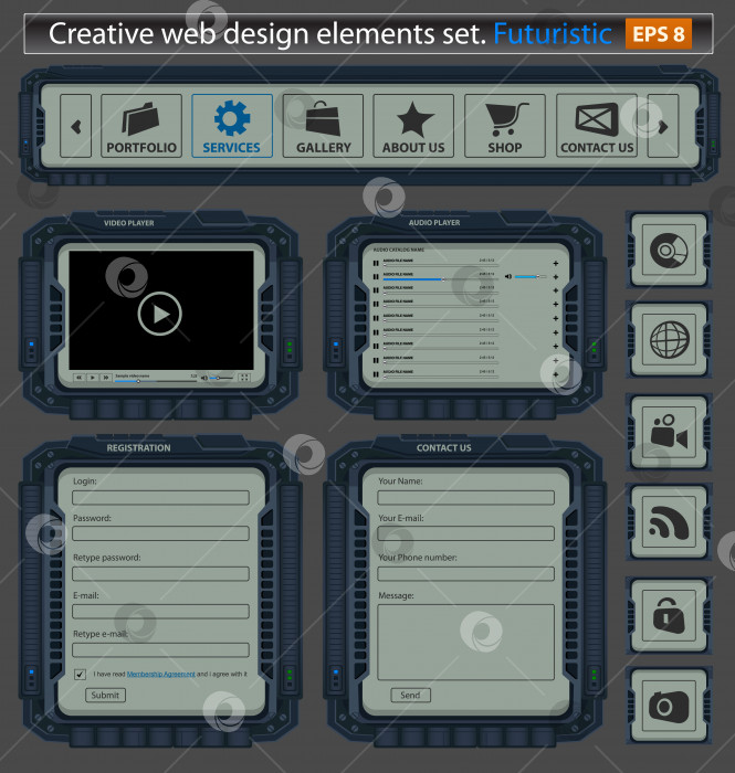 Скачать Набор креативных элементов веб-дизайна. Футуристический. фотосток Ozero