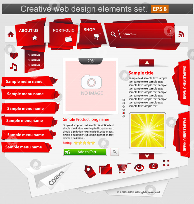 Скачать Элементы креативного веб-дизайна выделены красным цветом фотосток Ozero
