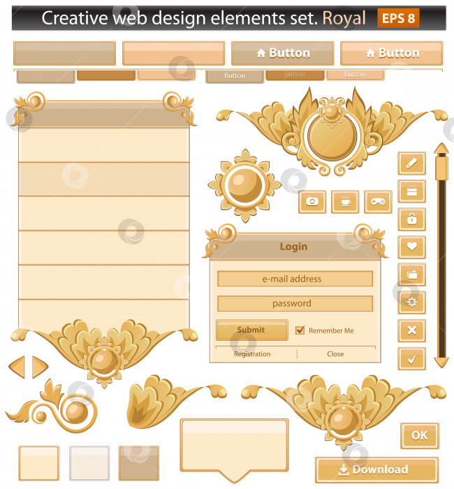 Скачать Королевский набор креативных веб-элементов фотосток Ozero