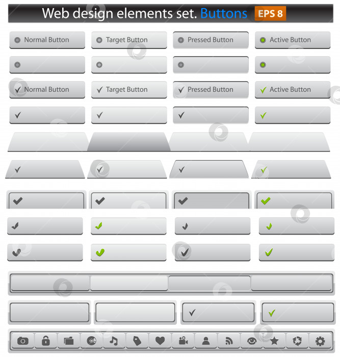 Скачать Набор веб-кнопок. фотосток Ozero