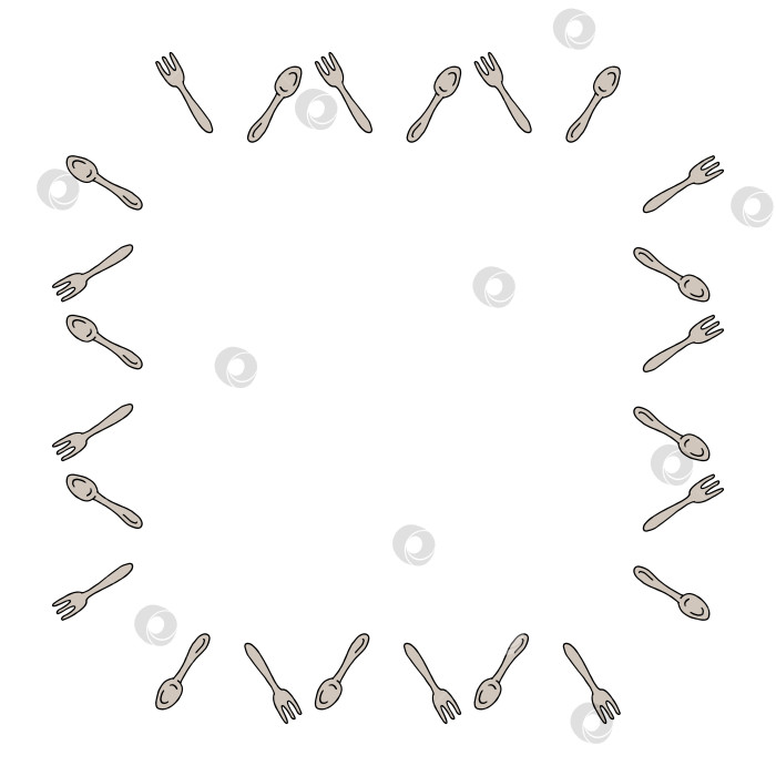 Скачать квадратная рамка с вилками и ложками на белом фоне. векторное изображение. фотосток Ozero