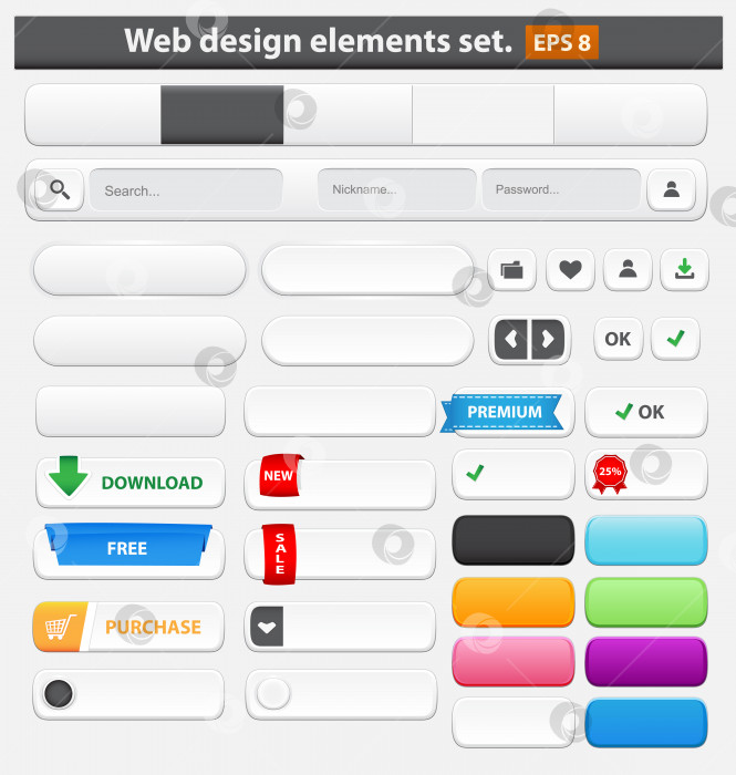 Скачать Набор элементов веб-дизайна фотосток Ozero