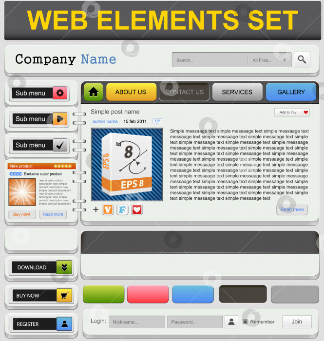 Скачать Набор элементов веб-дизайна. фотосток Ozero