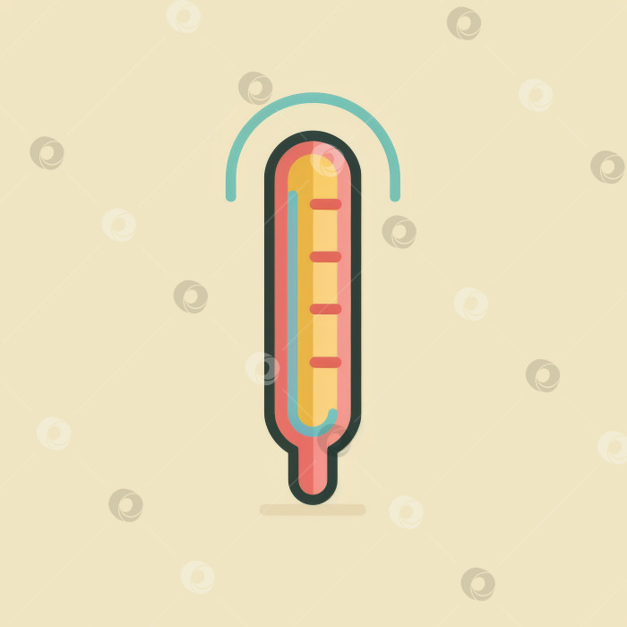 Скачать Иллюстрация термометра пастельных ретро-цветов, выделенная на простом фоне фотосток Ozero