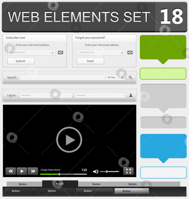 Скачать Набор элементов веб-дизайна фотосток Ozero