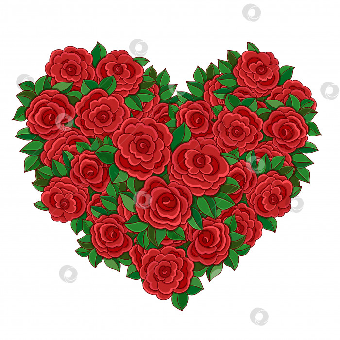 Скачать Венок в форме сердца из красных роз. фотосток Ozero