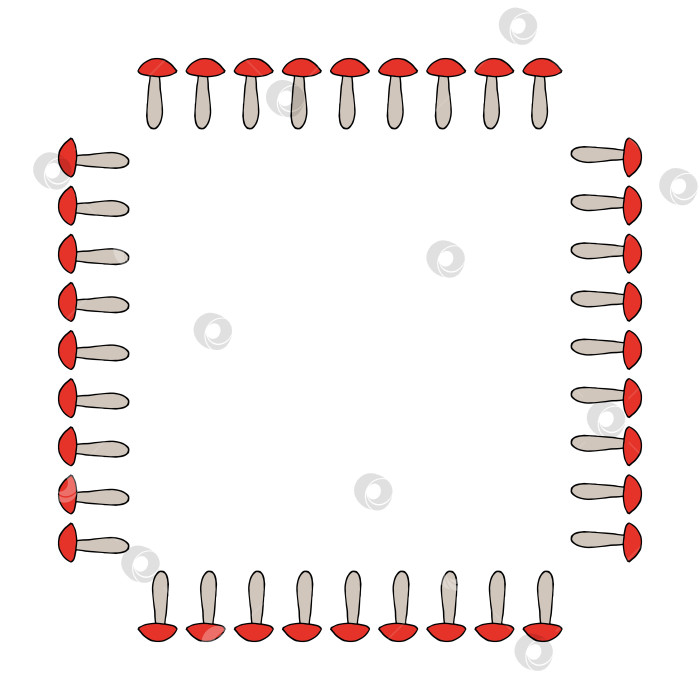 Скачать Квадратная рамка с маленькими грибочками на белом фоне. Векторное изображение. фотосток Ozero
