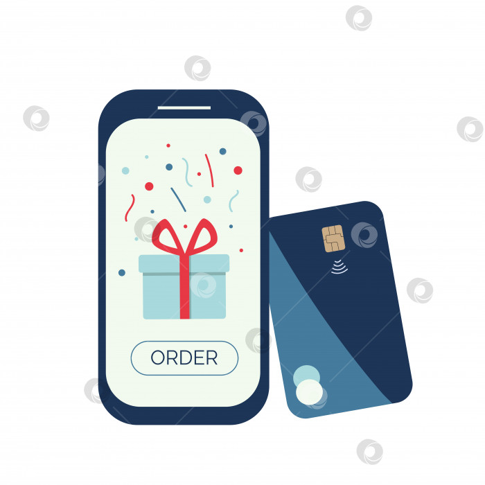 Скачать Концепция заказа подарков через мобильное приложение, оплата картой фотосток Ozero