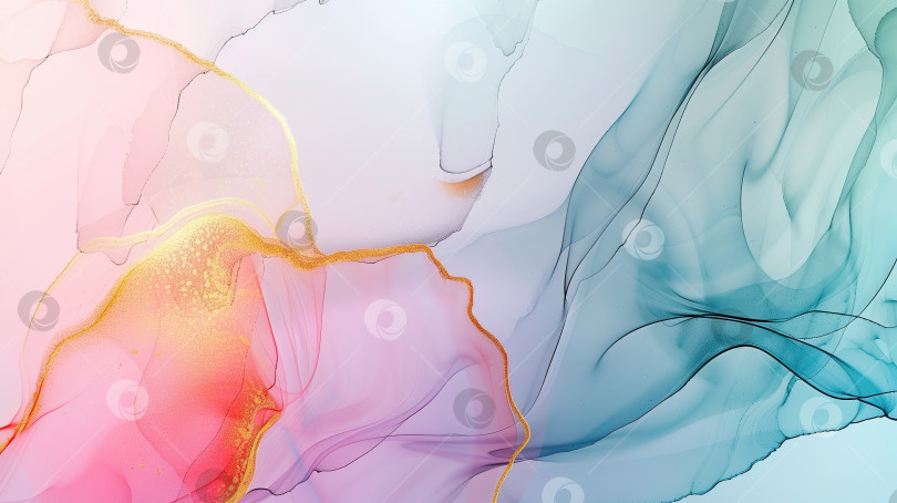 Скачать Элегантный фон с мраморной текстурой чернил в мягких пастельных тонах и золотыми акцентами фотосток Ozero