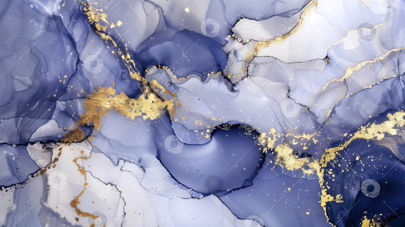 Скачать Элегантный фон с мраморной текстурой чернил в оттенках синего и золотого фотосток Ozero