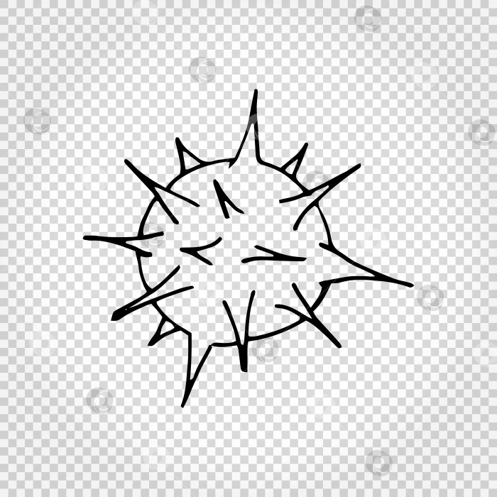 Скачать Нарисованный от руки значок вирусов и бактерий. Простая иллюстрация из черных каракулей. Выделен на белом фоне. Вектор фотосток Ozero