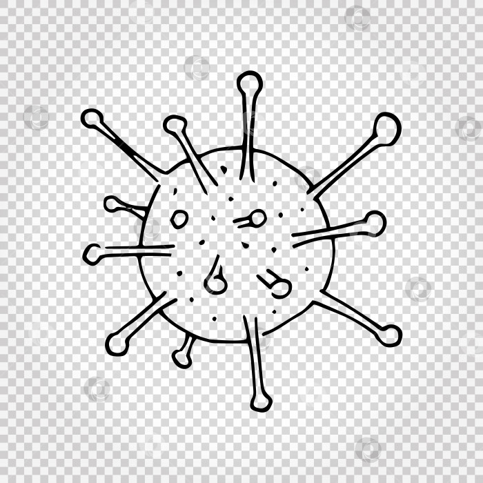 Скачать Нарисованный от руки значок вирусов и бактерий. Простая иллюстрация из черных каракулей. Выделен на белом фоне. Вектор. фотосток Ozero