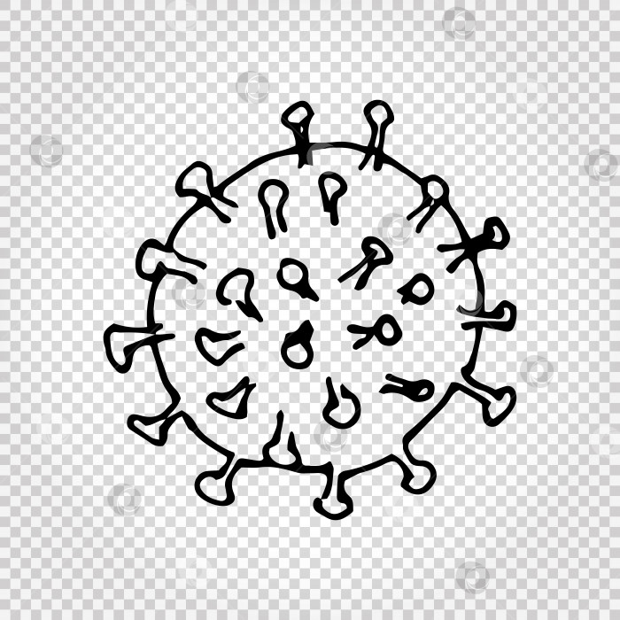 Скачать Нарисованный от руки значок вирусов и бактерий. Простая иллюстрация из черных каракулей. Выделено на белом фоне. Вектор. фотосток Ozero