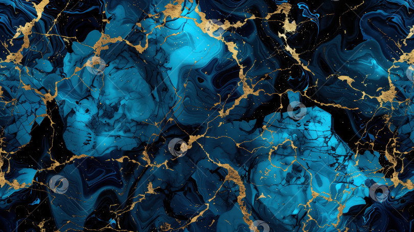 Скачать Элегантная текстура голубого мрамора с золотистыми прожилками и темным фоном фотосток Ozero