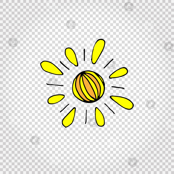 Скачать Солнце. Простой значок, нарисованный от руки. Изолированная векторная иллюстрация. фотосток Ozero