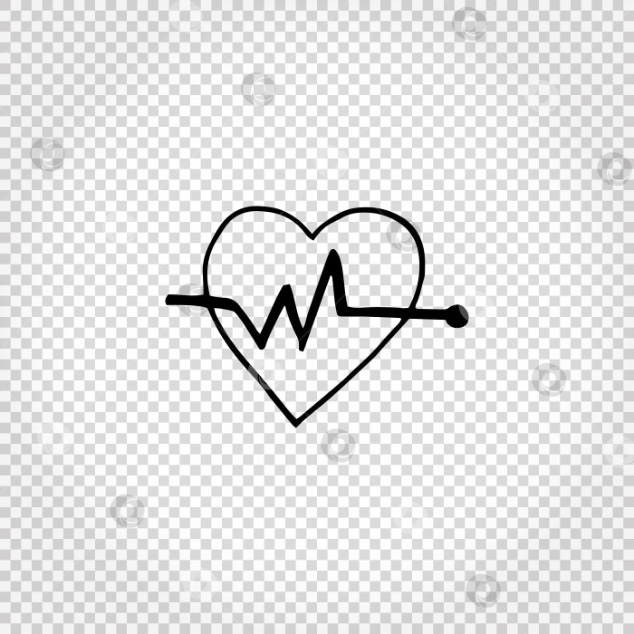 Скачать Знак сердца. Частота сердечных сокращений, кардиограмма. Медицинские каракули-объекты. Простая векторная иллюстрация, нарисованная от руки фотосток Ozero