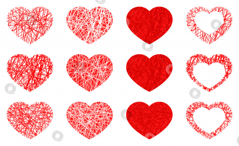 Скачать Набор изолированных значков красного сердца, коллекция символов любви на белом фоне. фотосток Ozero