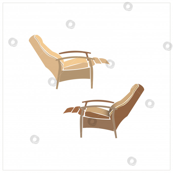 Скачать Кресло для отдыха, кресло с откидной спинкой, выделенное на белом фоне, мебель для отдыха, векторная иллюстрация, выделенная на белом фоне. фотосток Ozero