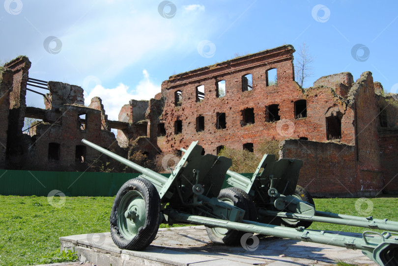 Скачать Шлиссельбург, Россия - 10.05.2014. Руины офицерского корпуса. Крепость Орешек фотосток Ozero