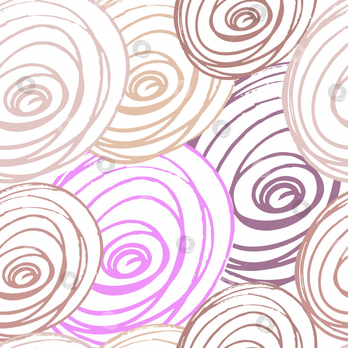 Скачать Розовый векторный бесшовный узор. Нарисованные вручную линии, закругления и окружности на белом фоне. фотосток Ozero