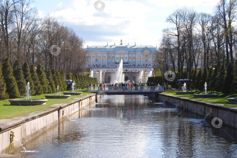 Скачать Санкт-Петербург, Россия - 04.05.2015. Большой дворец в Петергофе фотосток Ozero