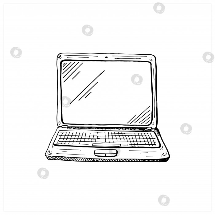 Скачать Набросок для ноутбука. Компьютерный эскиз, нарисованный от руки. Векторная иллюстрация, выделенная на белом фоне фотосток Ozero