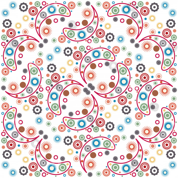 Скачать Бесшовный узор в деревенском стиле с цветами и пейсли. Дизайн для печати на ткани. фотосток Ozero