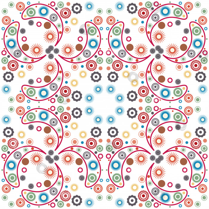 Скачать Бесшовный узор в деревенском стиле с цветами и пейсли. Дизайн для печати на ткани. фотосток Ozero