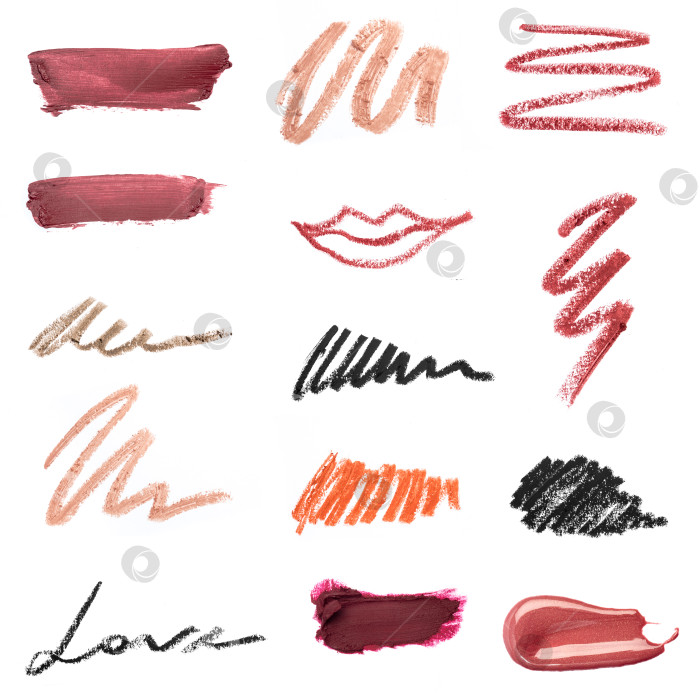 Скачать набор для макияжа swatch Lip liner Lip stick Жидкий тональный крем-карандаш для глаз- Изображение фотосток Ozero