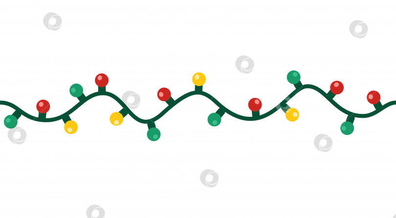Скачать иллюстрация цветной электрической гирлянды. Рождественские гирлянды в плоском стиле. Бесшовный узор фотосток Ozero