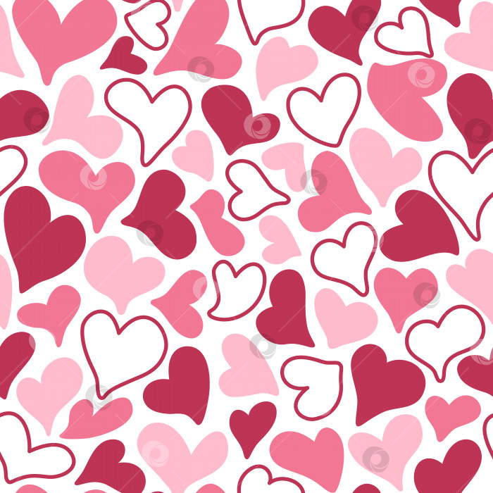Скачать Бесшовный узор с романтическими сердечками розового и пурпурного цветов viva pantone. Фон дня Святого Валентина, свадьбы, дня матери. фотосток Ozero