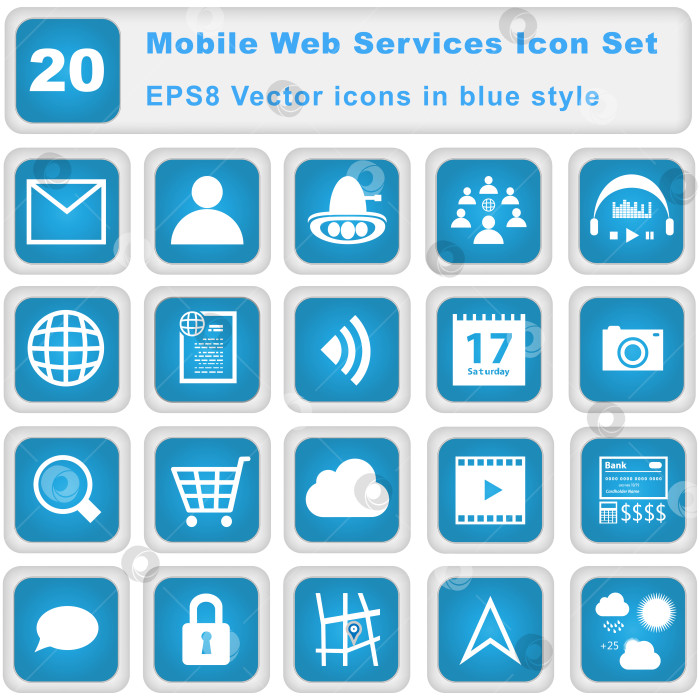 Скачать Набор значков мобильных веб-сервисов фотосток Ozero