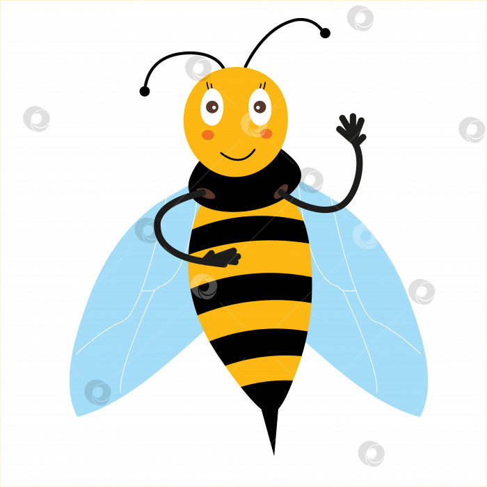 Скачать Жизнерадостная желтая пчела приветственно машет рукой фотосток Ozero