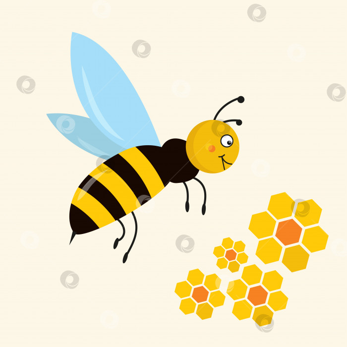 Скачать Веселая пчела летает над цветами из сот фотосток Ozero