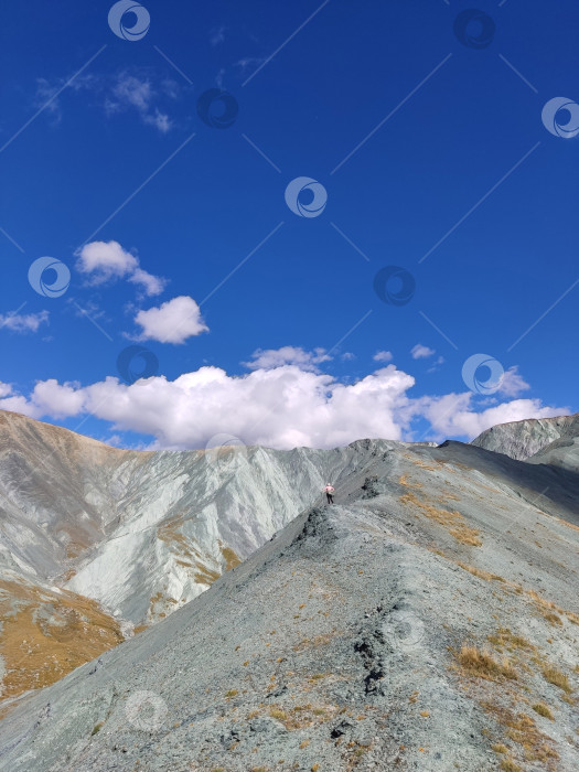 Скачать Человек на гребне в горах Алтая фотосток Ozero