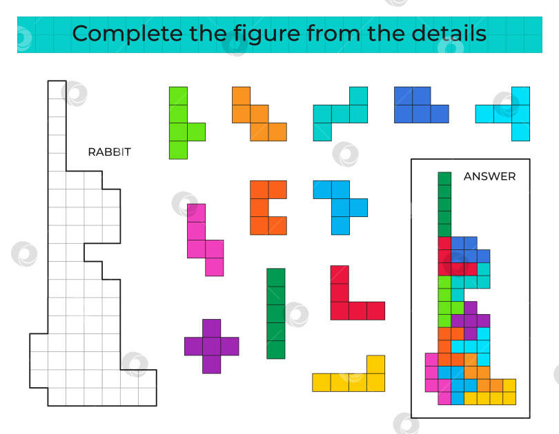 Скачать Собери фигурку. Игра-головоломка с кроликом. фотосток Ozero
