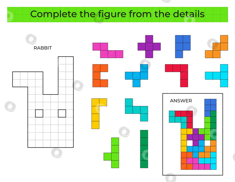 Скачать Собери фигурку. Игра-головоломка с кроликом. фотосток Ozero