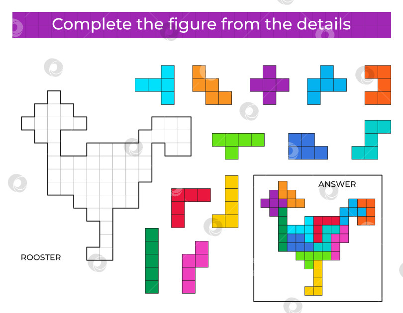 Скачать Собери фигурку. Игра-головоломка с петухом. фотосток Ozero