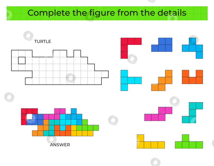 Скачать Собери фигурку. Игра-головоломка с черепахой. фотосток Ozero