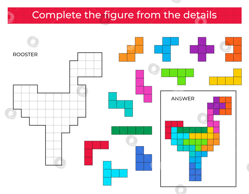 Скачать Собери фигурку. Игра-головоломка с петухом. фотосток Ozero