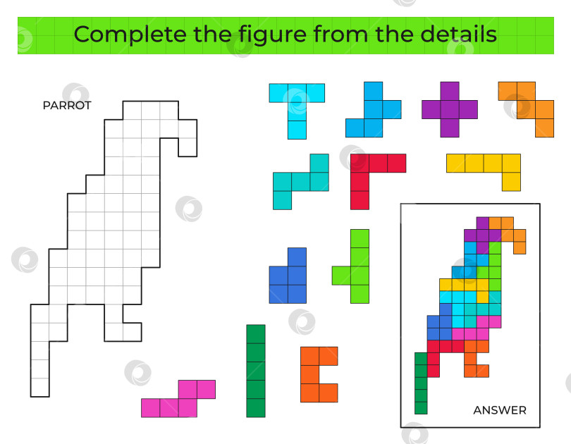 Скачать Соберите фигурку. Игра-головоломка с попугаем. фотосток Ozero