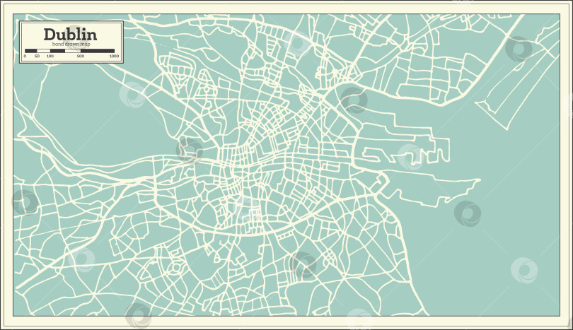 Скачать Карта Дублина и Ирландии в стиле ретро. фотосток Ozero
