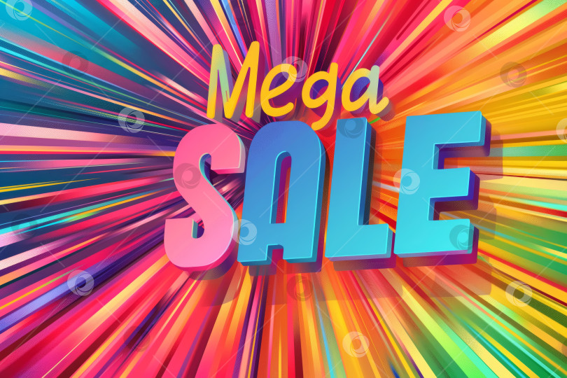 Скачать Красочная вывеска распродажи с надписью mega sale, выделенной жирным шрифтом, привлекает внимание и указывает покупателям на сниженные цены фотосток Ozero