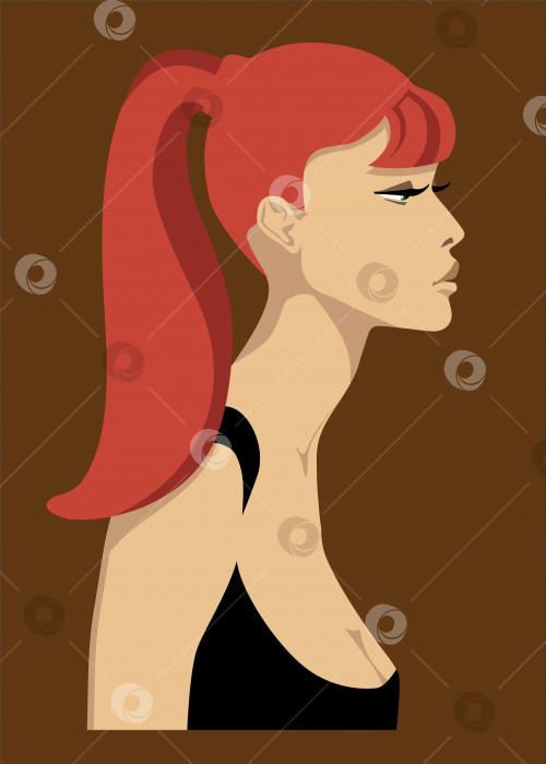 Скачать Профиль европейской девушки с рыжими волосами. фотосток Ozero