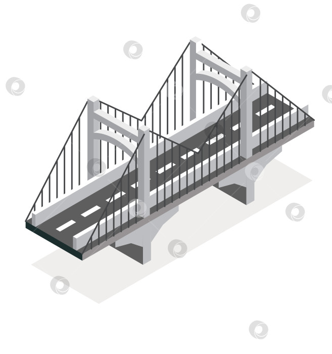 Скачать Изометрический мост. Значок дороги. Городская инфраструктура. Подвесной мост. фотосток Ozero