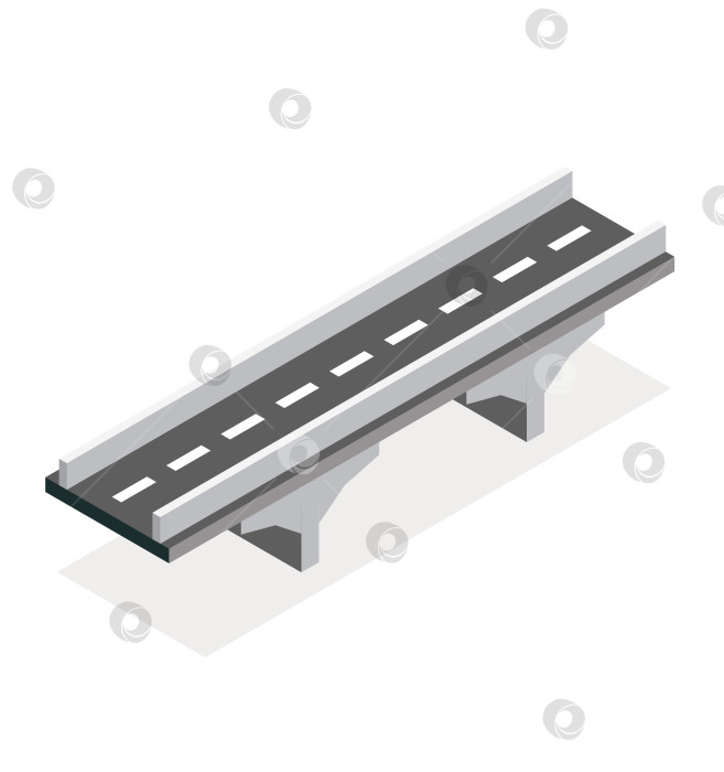 Скачать Изометрический мост. Значок дороги. Городская инфраструктура. Автомобильный мост. фотосток Ozero