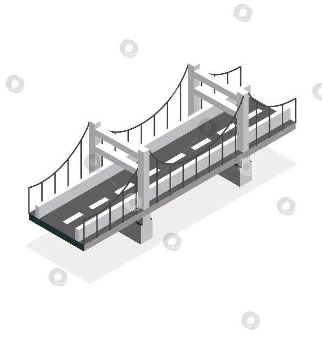 Скачать Изометрический мост. Значок дороги. Городская инфраструктура. Подвесной мост. фотосток Ozero