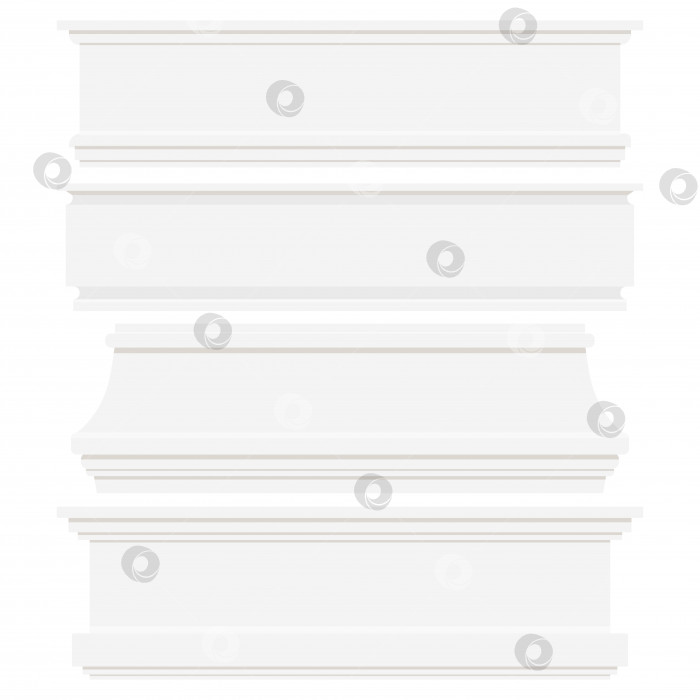 Скачать Набор белых пластиковых или деревянных плинтусов, выделенных на белом фоне. фотосток Ozero