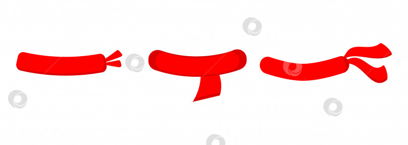 Скачать Набор зимней одежды - значки красных шарфов в мультяшном плоском стиле, выделенные на белом фоне. фотосток Ozero